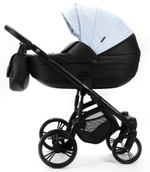 Детская коляска Adamex Lanti Deluxe 3 в 1 LN-SD112 (ГОЛУБАЯ КОЖА + ЧЕРН.КОЖА)