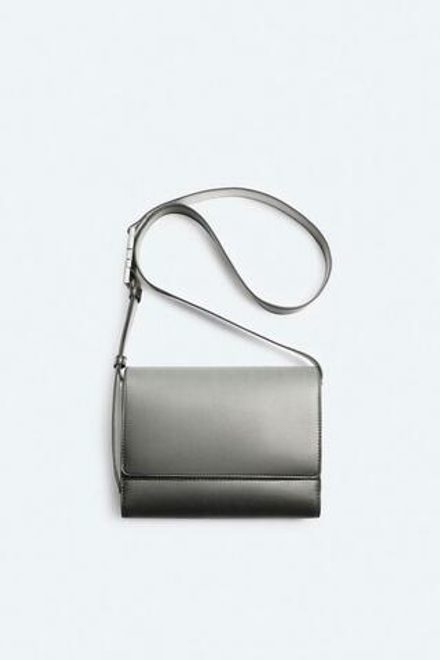 ZARA СУМКА С ЭФФЕКТОМ ОМБРЕ И КЛАПАНОМ, ЧЕРНЫЙ