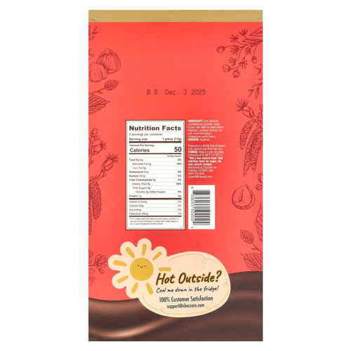 ChocZero, Keto Bark, темный шоколад, фундук с морской солью, 8 батончиков, 90 г (3,2 унции)