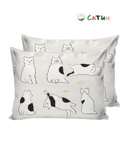 Постельное белье Milky Garden "Кошки" 1,5-сп  Наволочка 50х70 см 2 шт  Простынь  150х215 см  Пододеяльник 145х215 см
