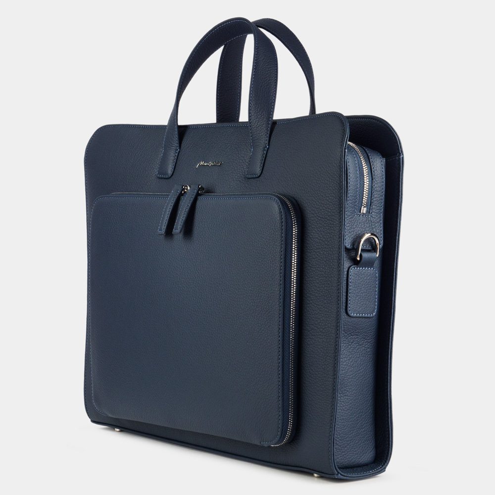 Мужская сумка Grande Ambassadeur Easy из натуральной кожи теленка, цвета синий мат