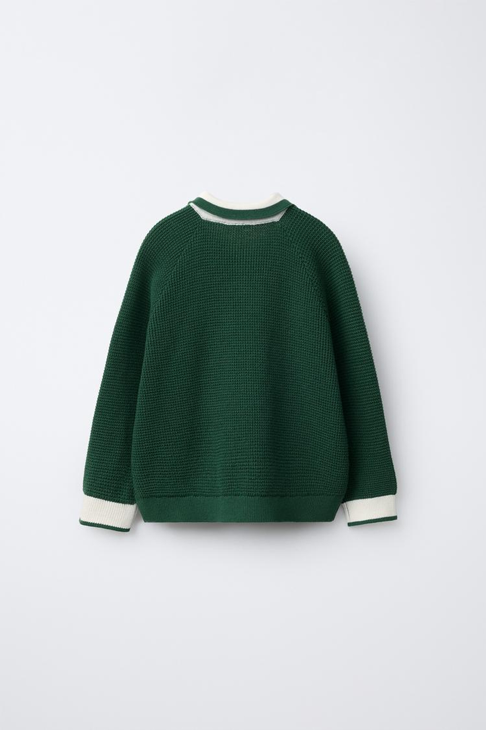 ZARA ПОЛО ВАФЕЛЬНОЙ ВЯЗКИ, МЯГКИЙ ЗЕЛЕНЫЙ