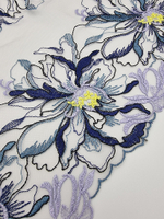 Вышивка на сетке синий/сиреневый К778