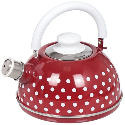 Чайник сталь, эмал, 2.5 л, свист, подв ручк, Рубин, бордо, TMM04/25/01/05/27/H03