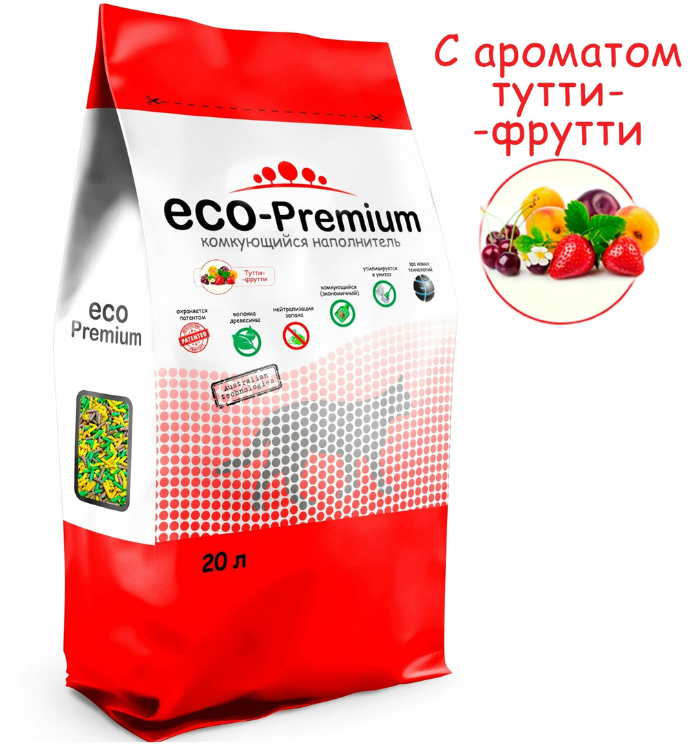 Eco premium наполнитель для кошек древесный тутти-фрутти