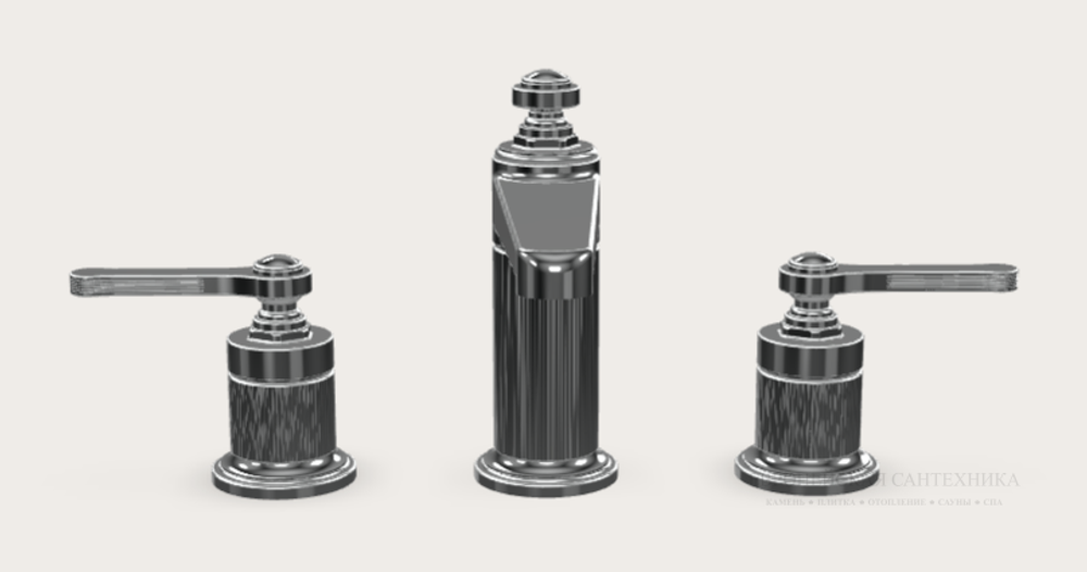 Смеситель для раковины Gessi Venti20, на 3 отверстия, средний, без донного клапана, цвет Chrome