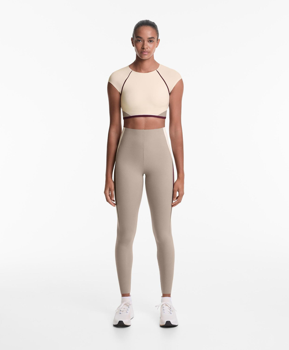 OYSHO Компрессионные легинсы Compressive длиной 65 см, экрю