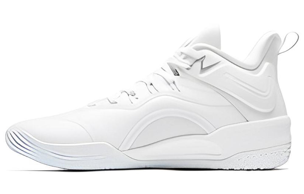 QIAODAN Fang Pro 2 Cushioning Slip Resistant Abrasion Resistant Mid top Performance Basketball Shoes Men"s White