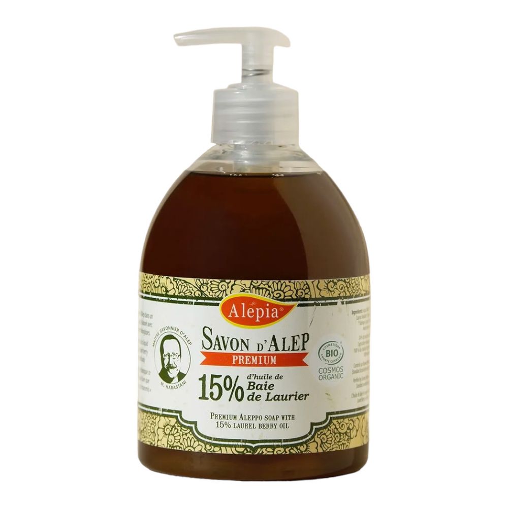 Премиальное жидкое алеппское мыло с маслом лавра 15%, 500 мл (Alepia)