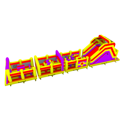 Надувная полоса препятствий “Веселые старты”, 4 отдельных блока, 20*3,5*4,5 м.