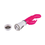 Розовый силиконовый вибратор-кролик - 20,5 см. (Цвет: розовый)