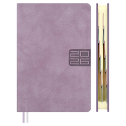 Ежедневник датированный 2026 ESCALADA, #ДУМАЙ КАК МИЛЛИАРДЕР, А6+, 176 л., арт. 70296/ 20 ТИВОЛ ГЛОСС СИРЕНЕВЫЙ (кожзам: 126x174 мм, твёрдый переплёт, запаянный край, материал обложки: искусственная кожа "Тиволи глосс"; декор: блинтовое тиснение; спо