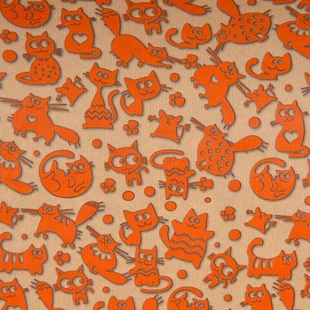 Упаковочная бумага, Крафт (0,7*1 м) Кошки-мышки, 1 шт.