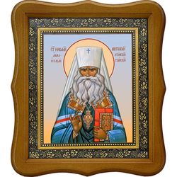 Николай (Могилевский) исповедник, митрополит Алма-Атинский. Икона на холсте. В киоте 15 х 18 см.