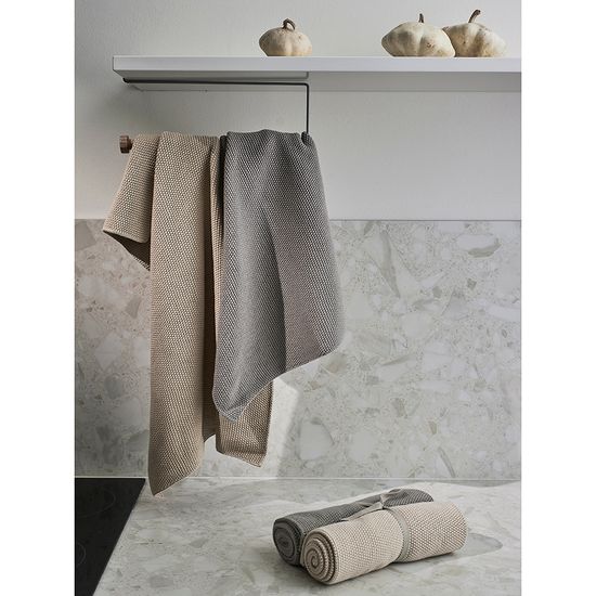 Набор из двух кухонных вязаных полотенец из коллекции essential, темно-серое/бежевое