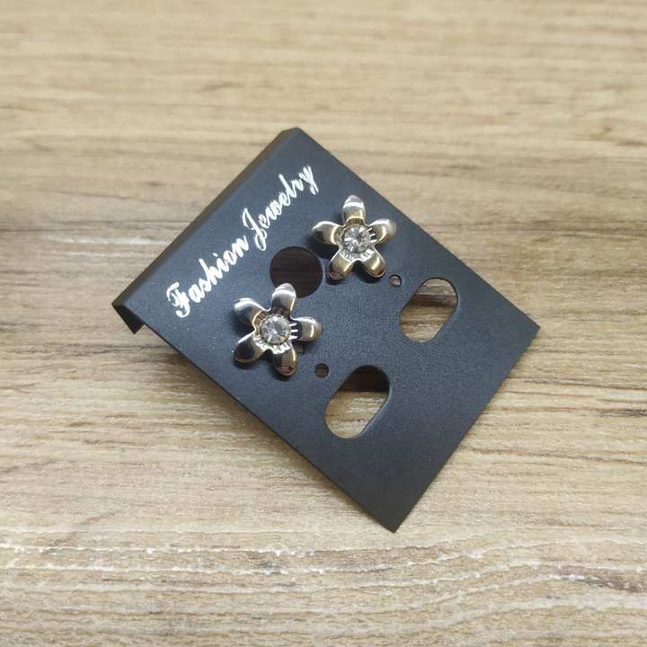 Серьги Small Цветочек со стразинкой металл серебристый 1 шт