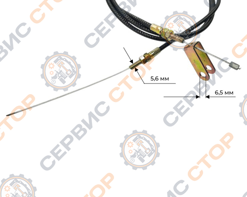 Трос газа L-1550 mm (верх трос, низ вилка) - Минитрактор