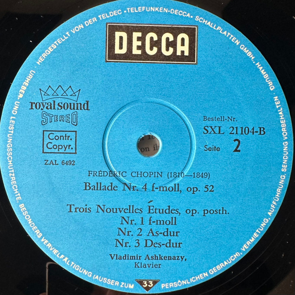 Шопен, Владимир Ашкенази - 4 баллады / 3 этюда (Германия)