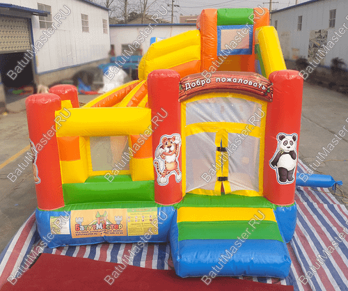 Детский надувной батут "Границы радости со львёнком", размер 3,5*3*2.7 м