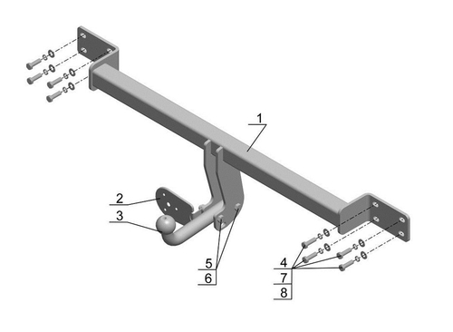 Фаркоп для Lifan Solano 2010-2021, Lifan 620 2010-2021 Тип шара: A. Нагрузки: 750/50 кг, LF 01