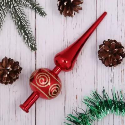 Верхушка на ёлку 23 см «Вензель», Красный/золото