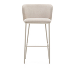 Барный стул Ciselia из бежевого шенилла и бежевой стали, 75 см