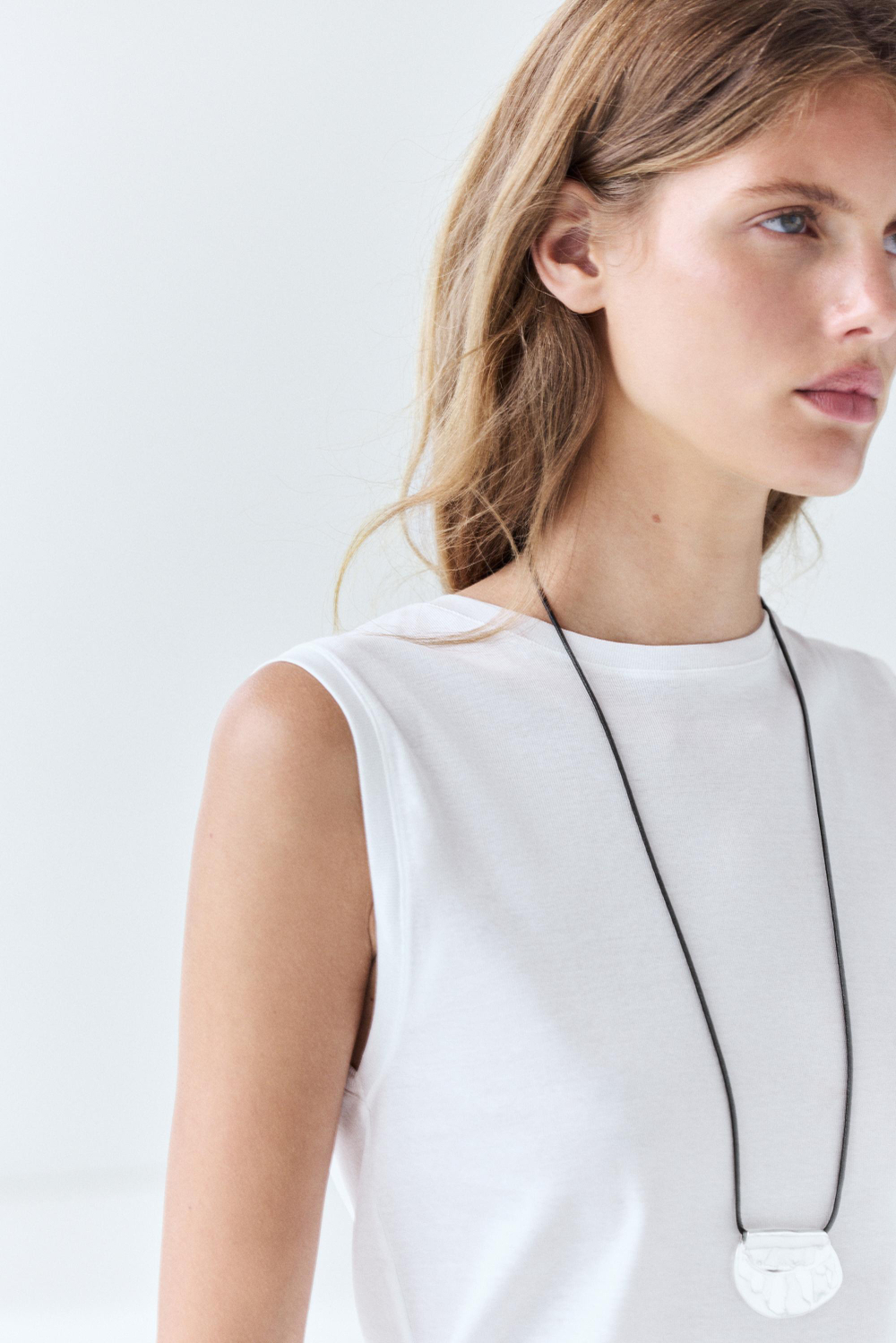 Massimo Dutti Топ без рукавов из 100% хлопка, белый