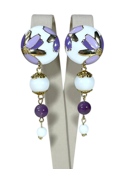 Серьги Цветочное поле, эмаль, агат, сердолик