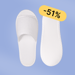 Тапки корал флис, открытый мыс (100 пар) одноразовые, белые