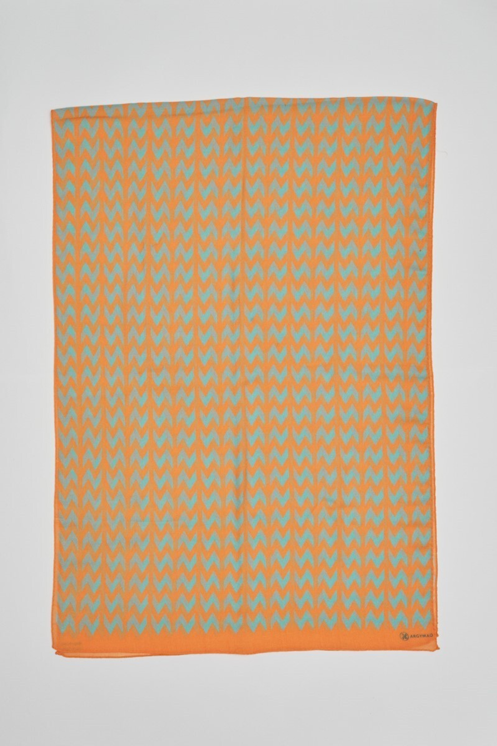 Шерстяной палантин SOROKONOZHKA ORANGE/GREEN 70×200