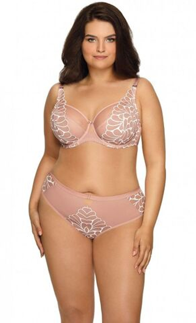 Бюстгальтер на косточках с мягкой чашкой и молочной контрастной отделкой (Размер: 65F) (Цвет: бежевый)