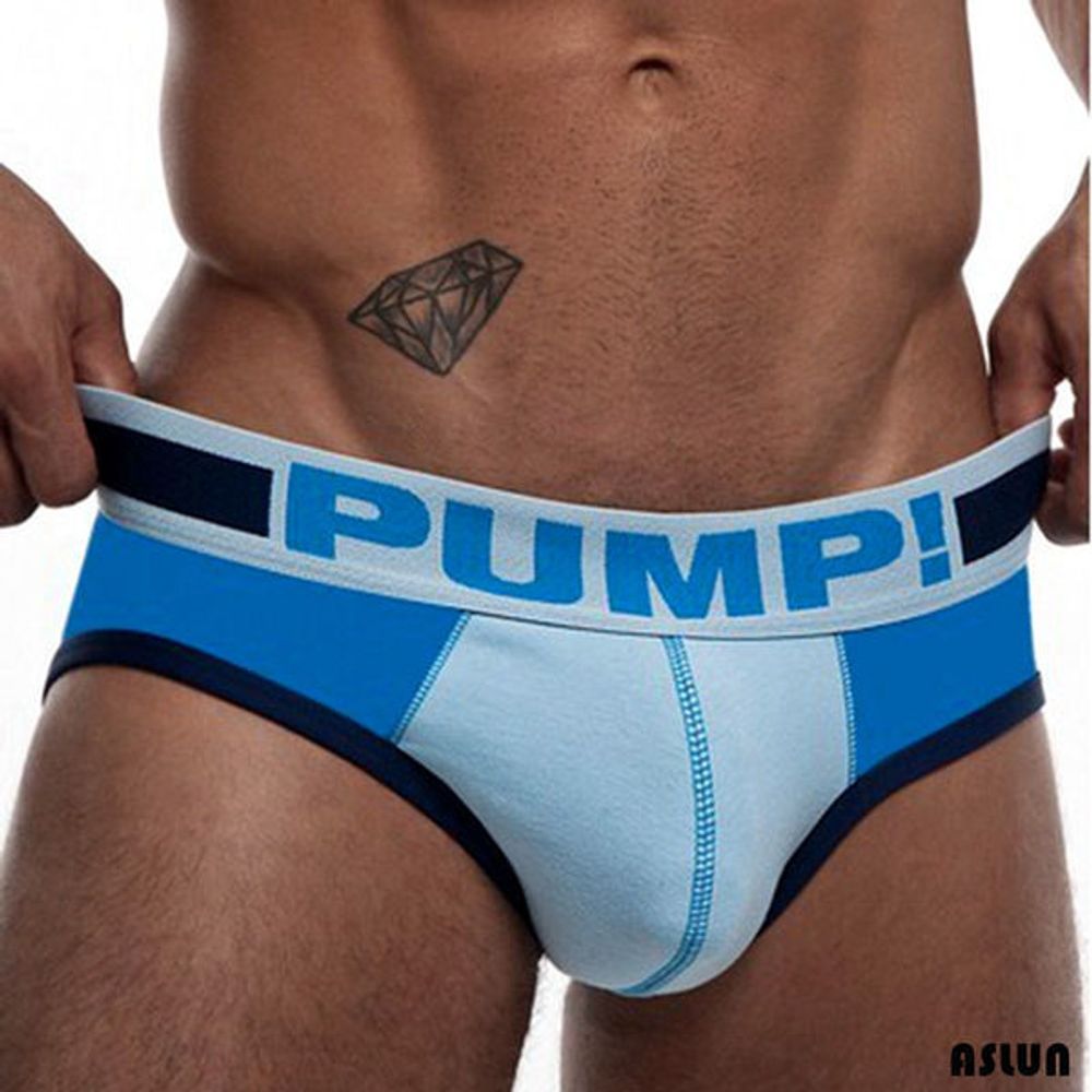 Мужские трусы брифы синие с голубым Pump Blue Brief H69