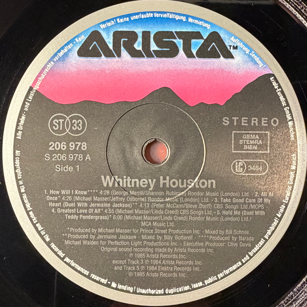 Whitney Houston (Европа 1985г.)