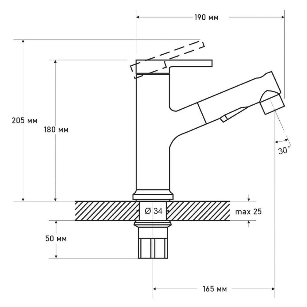 Смеситель для кухни, G.lauf, выдвиж излив, с картриджем, хром, GOG10-A012