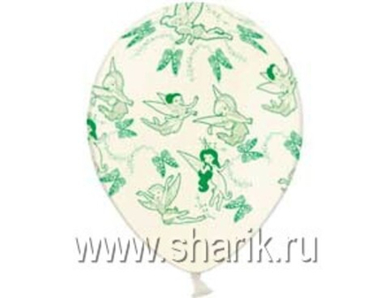 Шар (14''/35 см) Шелкография пастель Disney Феи, 25 шт.