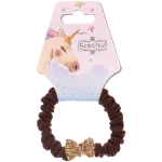 Резинка для волос 1шт «Франка», цвет коричневый, бант золото, d-5,5см