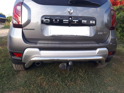 Защита заднего бампера (нержавейка) Renault Duster (2015-2021) d57 скоба