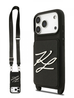 Чехол Lagerfeld для iPhone 17 Pro Max Crossbody cardslot PU Saffiano Autograph Hard, Black (KLHCP17XSAKLCK)