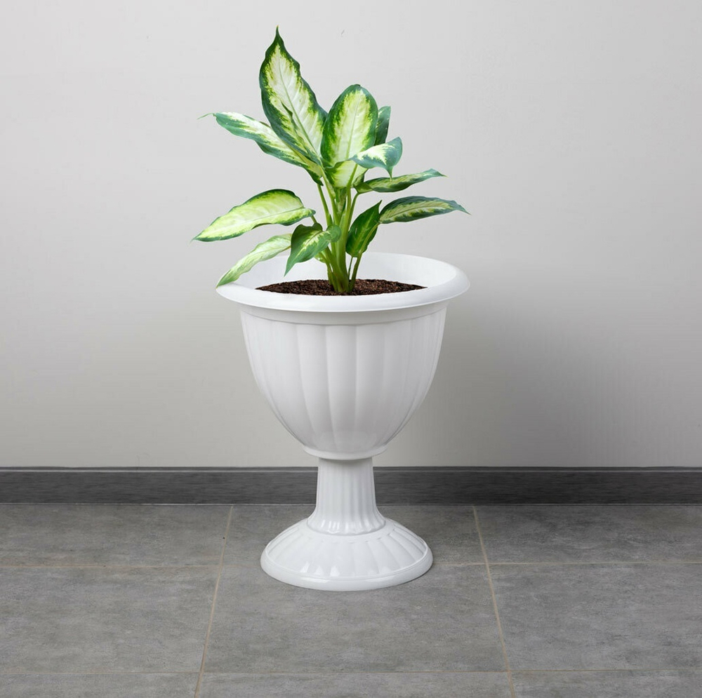 Вазон Жасмин 18л на высокой ножке, белый
