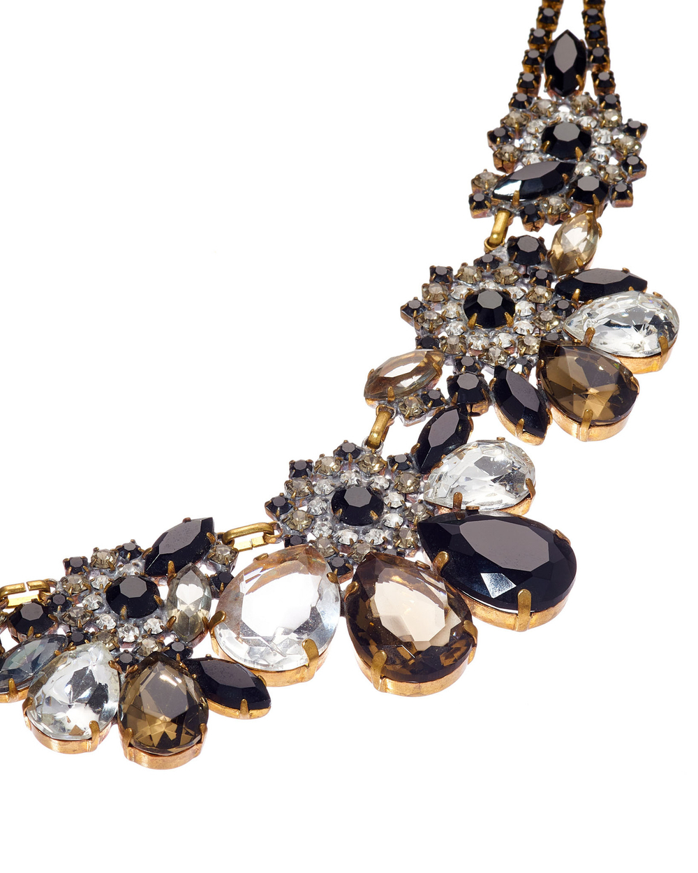 Колье-винтажное, каплевидные черные цирконы