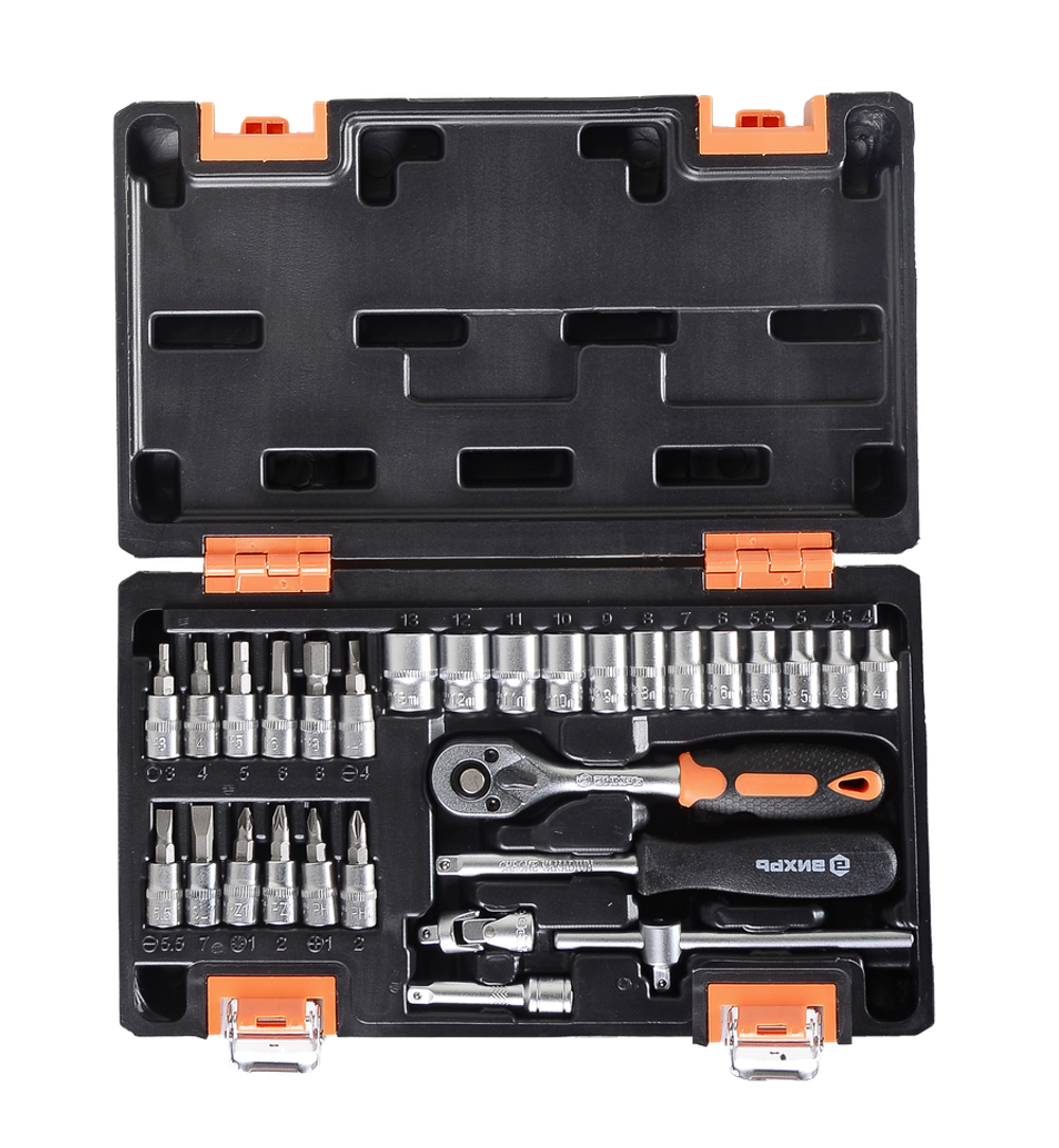 Набор инструментов, 1/4" , CrV, пластиковый кейс 29 предм Вихрь