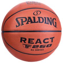 Мяч баск. SPALDING TF-250 React 76967z, р.7, FIBA Approved, композит. кожа (ПУ), коричнево-черный