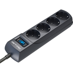 Сетевой фильтр Pilot m Max 4 розетки (евро с заземлением), 15А/3.3кВа, автомат, 1.8 м, графит