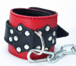 Красно-чёрные оковы из кожи (Цвет: красный с черным)