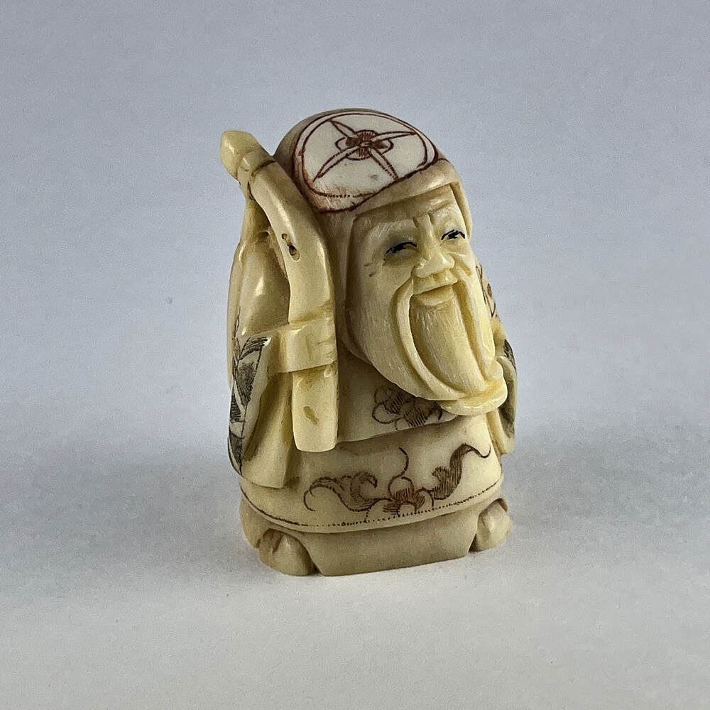 Статуэтка нэцкэ Фукурокудзю с волшебным посохом