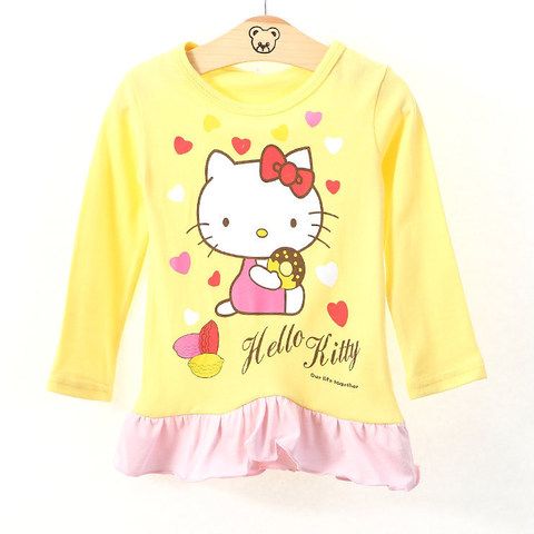 Лонгслив с оборкой по подолу и принтом Hello Kitty