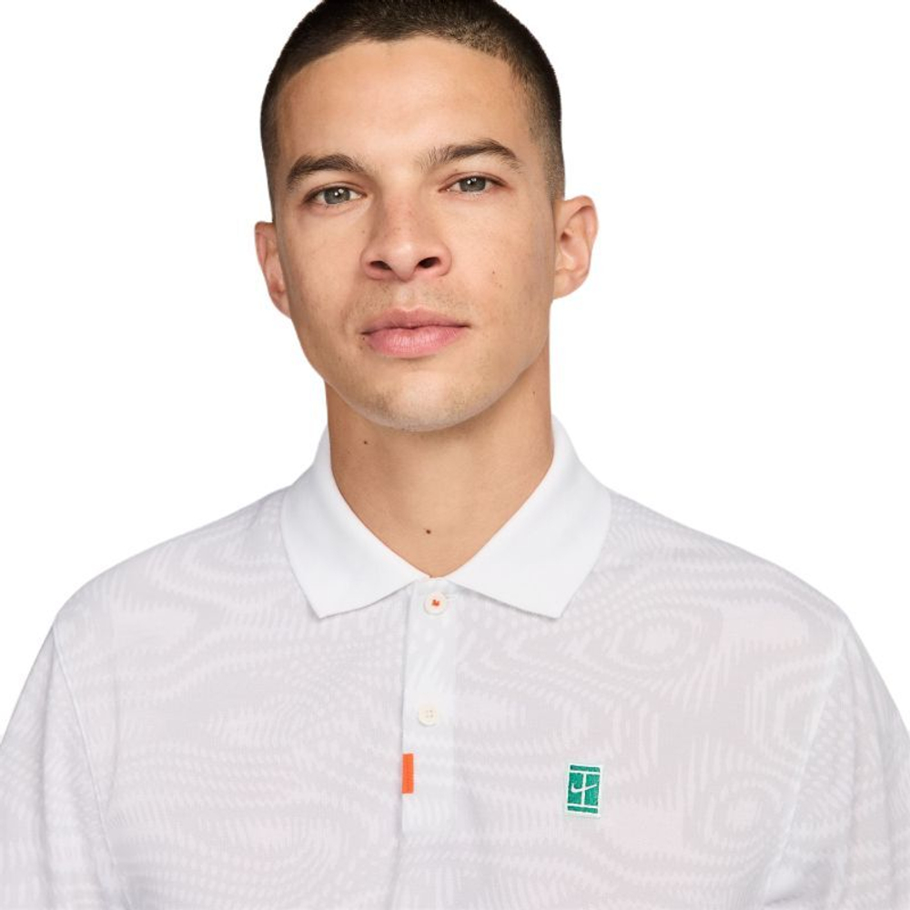 Мужское теннисное поло Nike Polo Dri-Fit Heritage Printed - белый