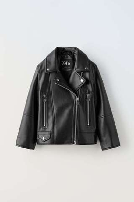 ZARA КУРТКА В БАЙКЕРСКОМ СТИЛЕ ИЗ ИСКУССТВЕННОЙ КОЖИ, ЧЕРНЫЙ