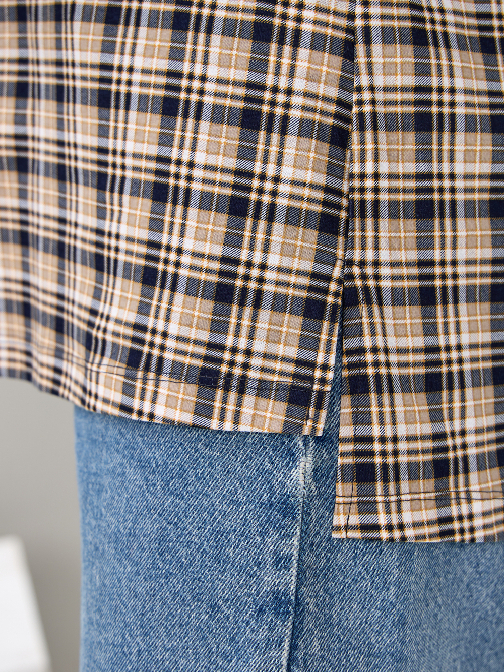 Блузка БЛ-131/клетка-бежевосиняя