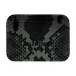 Balenciaga Cow Leather Card Holder Women"s Dark Green